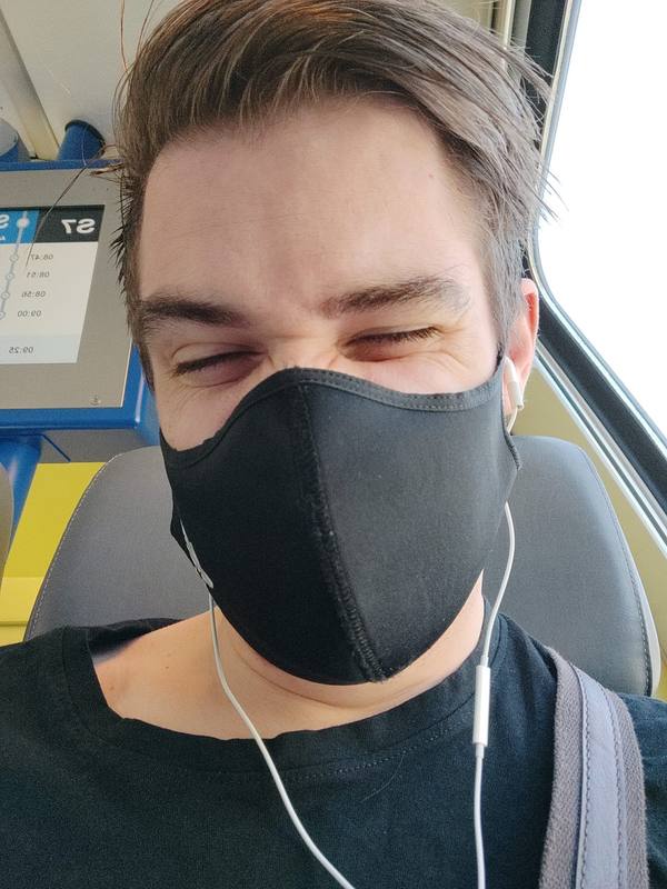 Masked commute on the train