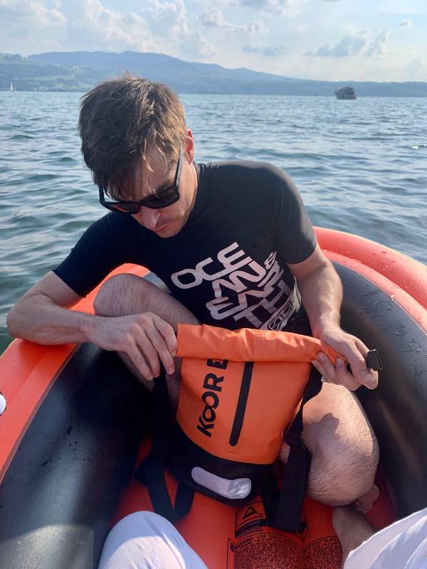 On a dinghy on Lake Zürich