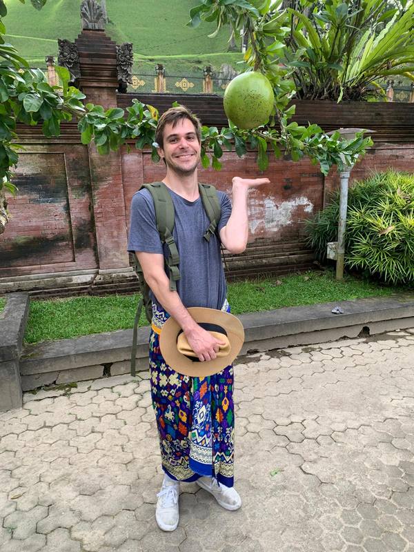 Bali temple in traditional sarong