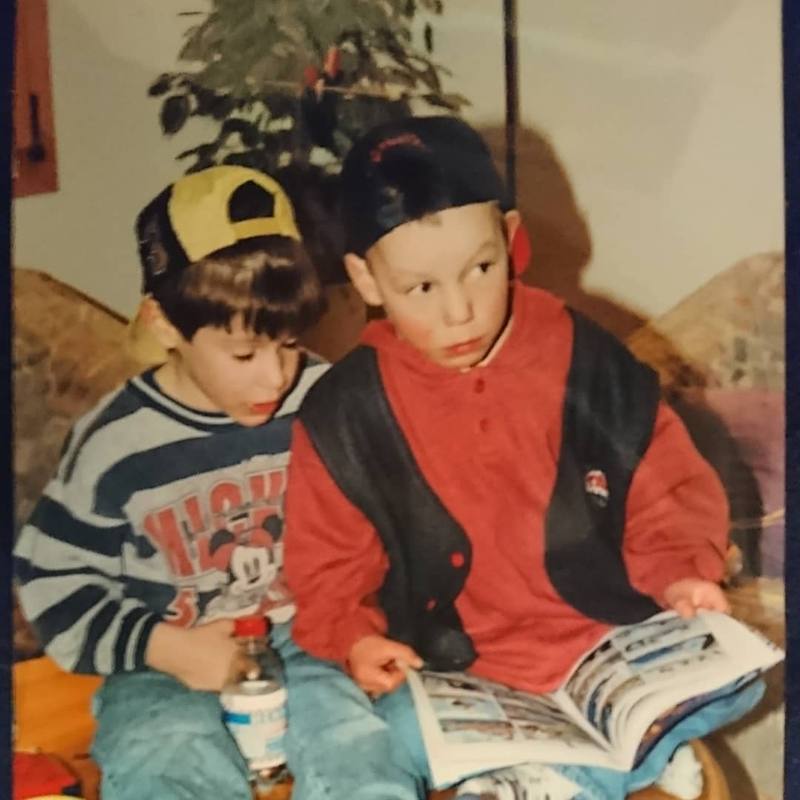 Childhood photo reading a comic book